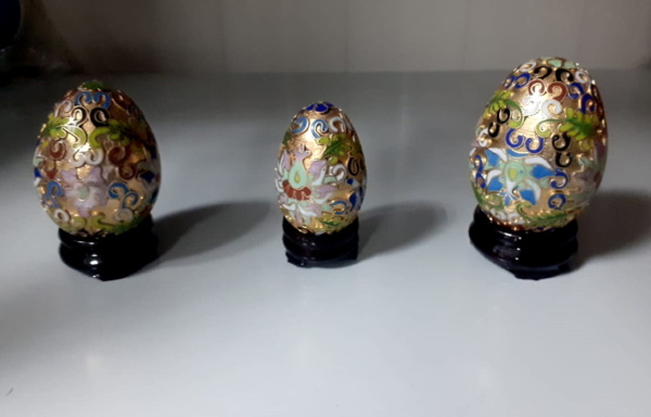 Set di 3 uova cinesi decorative
